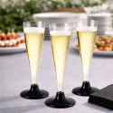 Copas de Cava Flauta de Plástico PS Pie Negro 140ml (144 Uds)