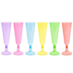 Copas de Cava de Plástico PS Colores Surtidos 150ml (24 Uds)