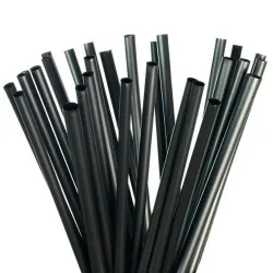 Pajitas de Plástico PP Reutilizables Negras Rectas Ø7mm x 18cm (3.000 Uds)