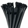 Pajitas de Plástico PP Reutilizables con Cucharita Negras Ø6mm x 20cm (100 Uds)