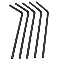 Pajitas Flexibles de Plástico PP Reutilizables Negras Ø5mm x 21cm (250 Uds)