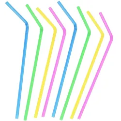 Pajitas Flexibles de Plástico PP Reutilizables Multicolores Ø5mm x 21cm (250 Uds)