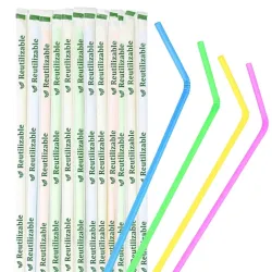 Pajitas Flexibles de Plástico PP Reutilizables Enfundadas Colores Ø5mm x 21cm (6.000 Uds)