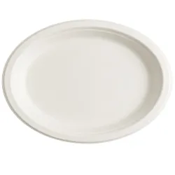 Platos Biodegradables Ovales Caña de Azúcar 32x25cm (25 Uds)