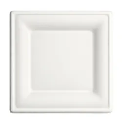 Platos Cuadrados Biodegradables Caña de Azúcar 20cm (50 Uds)
