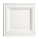 Platos Cuadrados Biodegradables Caña de Azúcar Postre 20cm (500 Uds)