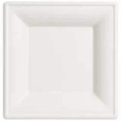 Platos Cuadrados Biodegradables Caña de Azúcar 26cm (50 Uds)