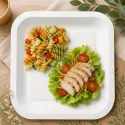 Platos Biodegradables de Cartón Blanco Cuadrados 26cm (25 Uds)