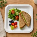 Platos Biodegradables de Cartón Blanco Cuadrados 26cm (25 Uds)