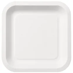 Platos Biodegradables de Cartón Blanco Cuadrados 26cm (250 Uds)