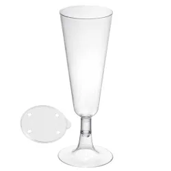 Copas de Cava de Plástico PS CON TAPA 150ml Transparentes (50 Uds)
