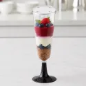 Copas de Cava de Plástico PS CON TAPA 150ml Pie Negro (50 Uds)