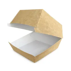 Cajas para Hamburguesas de Cartón Kraft 13x13x7,5cm (50 Uds)