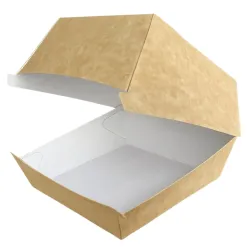 Cajas para Hamburguesas de Cartón Kraft 16x16x9cm (400 Uds)