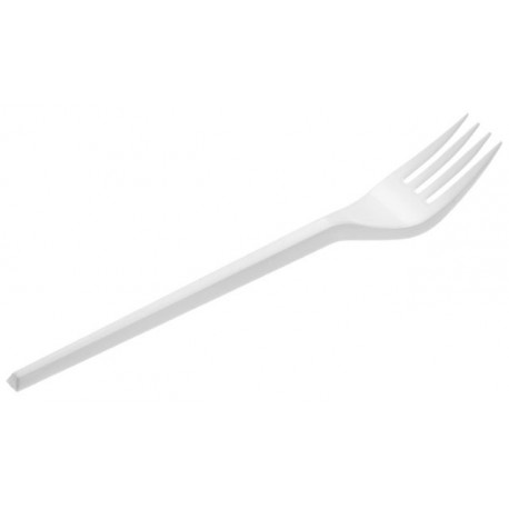 Tenedores de Plástico Blancos 16,5cm (100 Uds)