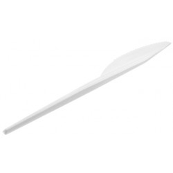 Cuchillos de Plástico Blancos 16,5cm (100 Uds)