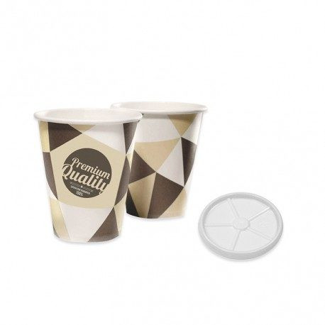 Vasos de Cartón 200ml con Tapas Planas (500 Uds)