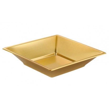 Platos de Plástico Hondos Cuadrados Dorados 17cm (4 Uds)