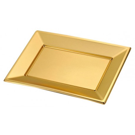Bandejas de Plástico Doradas 33 x 22,5cm (2 Uds)