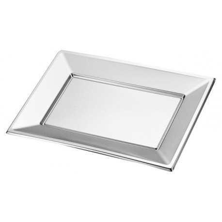 Bandejas de Plástico Plateadas 33 x 22,5cm (2 Uds)